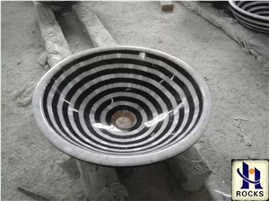 White and Black Marble Mosaic Washing Basin,Washing Bowls, Sinks