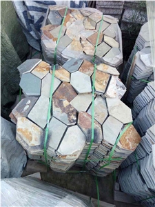 Popular Random Slate Flagstone Paver, Yellow Slate Flagstone