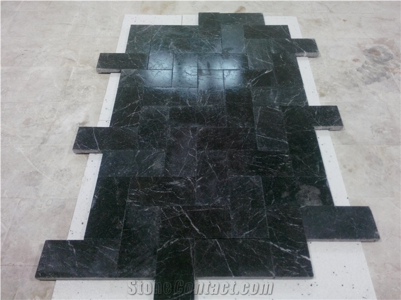 Iris Black Marble Tiles & Slabs, Dark Olive, Galaxy