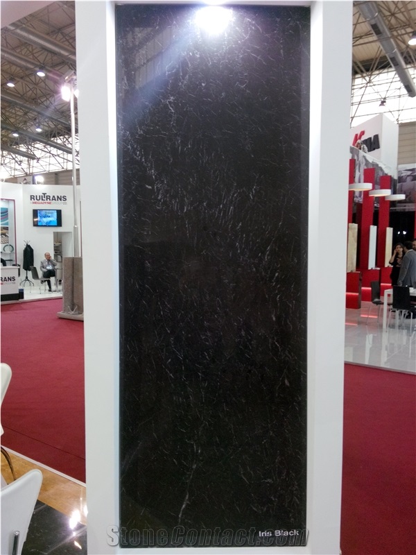 Iris Black Marble Tiles & Slabs, Dark Olive, Galaxy