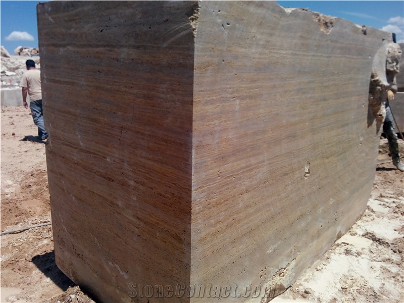 Sivas Noce Travertine Quarry Blocks, Brown Travertine Blocks Turkey