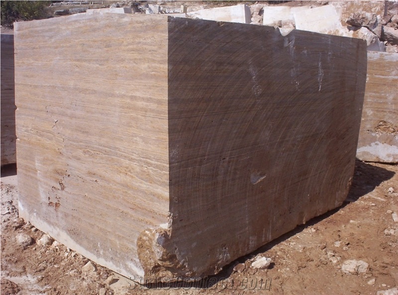 Sivas Noce Travertine Quarry Blocks, Brown Travertine Blocks Turkey