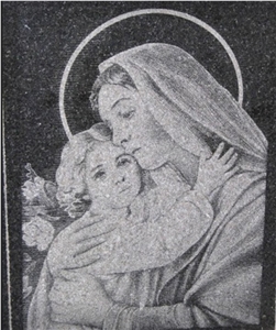 Granite Laser Engravings Shadows, Laser Etchings, Black Granite Relief & Ecthing