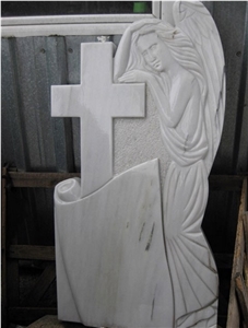 White Marble Engraved Tombstones, Buteasa Furnir Marble Monument & Tomstone