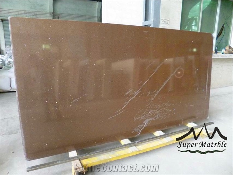 Brown Quartz Stone Slabs & Tiels - Expresso Galaxy