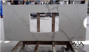 Cararate White Kitchen Counter Top Undermount Single Bowl