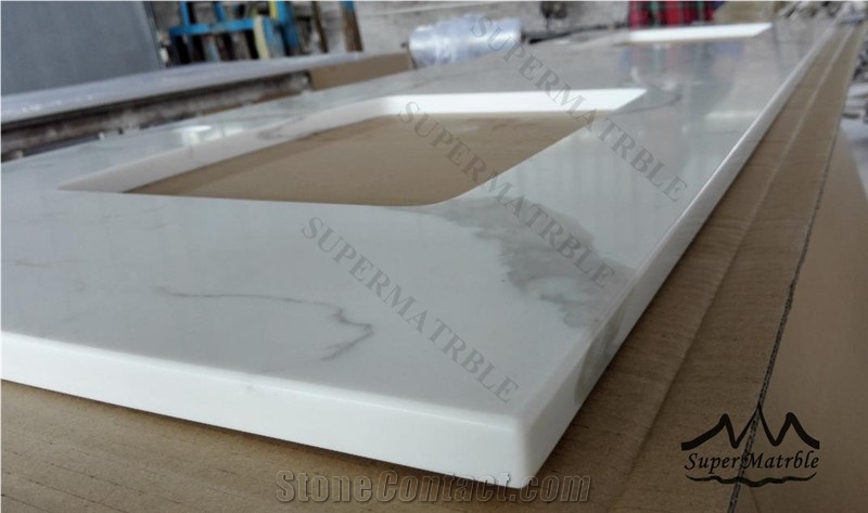 Cararate White Kitchen Counter Top Undermount Single Bowl