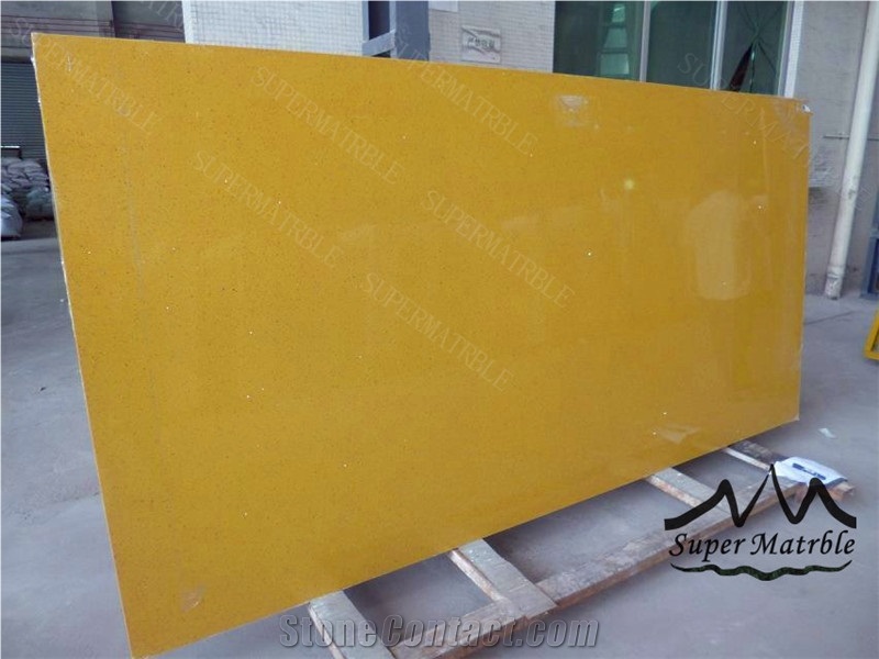 Diamond Yellow Quartz Stone Slab-Bs7002
