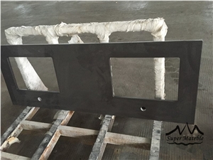 Pure Black Quartz Stone Bathroom Counter Top