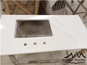 Super White Quartz Bath Counter Top-Blanco Arenal