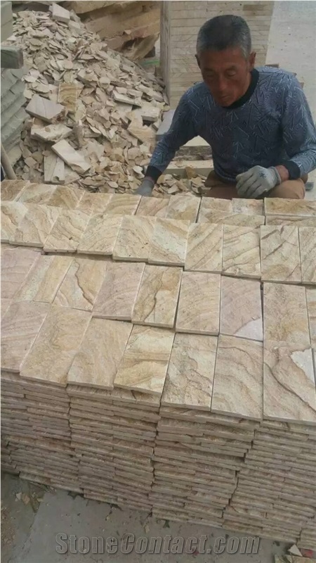 Beige Yellow Sandstone Culture Natural Cleft Surface Wall Cladding Competitive Prices