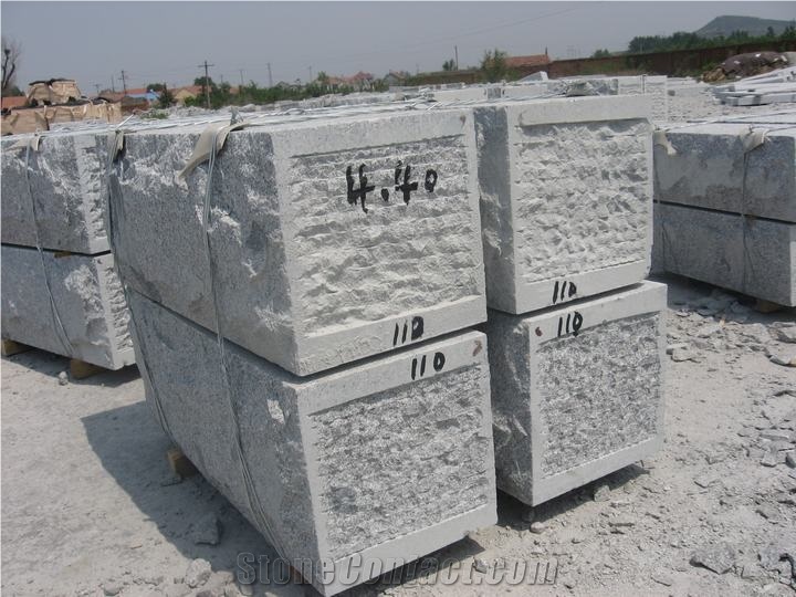 G341 Siliver Grey Granite Handmade Natural Surface Wall Stone Curbs Sitting Blocks