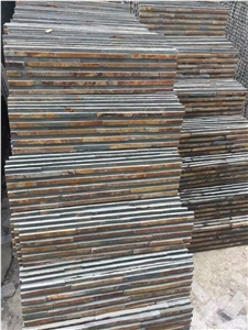 Yellow Brown Slate Culture Stone Wall Clading Stacked Castle Rock Loose Veneer