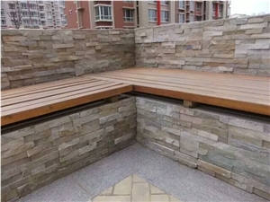 Yellow Brown Slate Culture Stone Wall Clading Stacked Castle Rock Loose Veneer