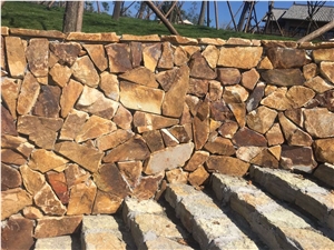 Yellow Brown Slate Random Flag Stone Stacked Castle Rock Stones Low Prices