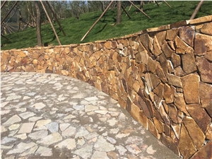 Yellow Brown Slate Random Flag Stone Stacked Castle Rock Stones Low Prices