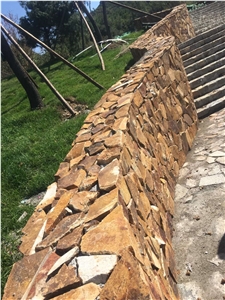 Yellow Brown Slate Random Flag Stone Stacked Castle Rock Stones Low Prices
