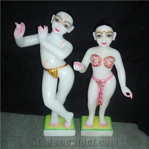 Radha Krishna Statue, White Marble Statues