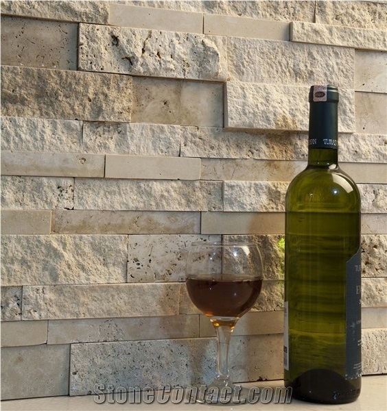 Split Face Light Travertine Mosaic, Classic Light Beige Travertine Mosaic