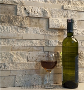Strip Bar Cultured Stone with Afyon Travertine