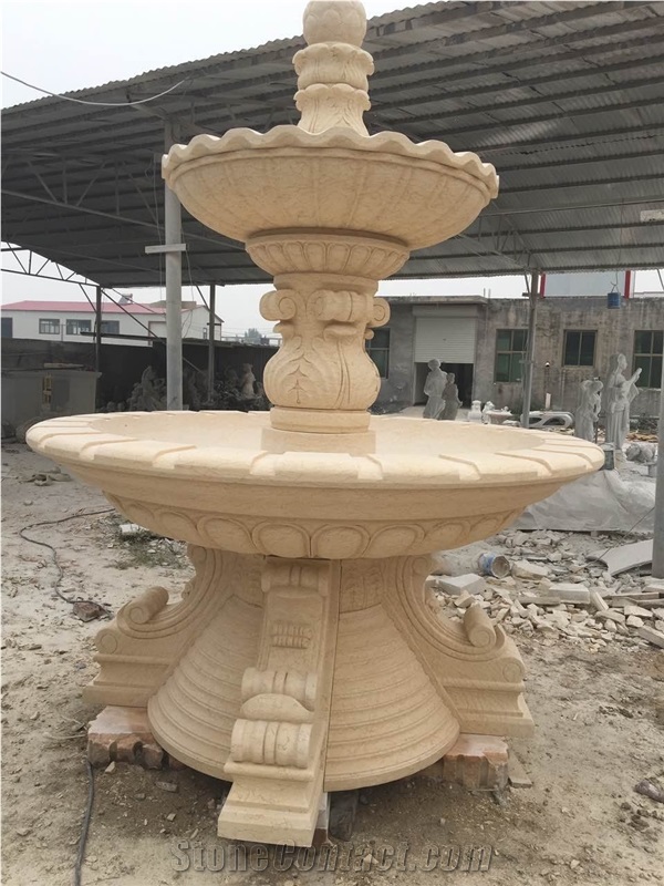 Egypt Cream Marble Water Fountain, Sculptured Fountains