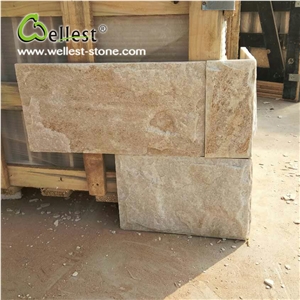 Shinning Beige Quartzite Stone Mushroomed Cladding