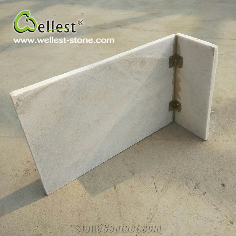 Shinning Beige Quartzite Stone Mushroomed Cladding