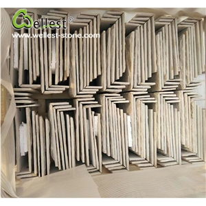 Shinning Beige Quartzite Stone Mushroomed Cladding