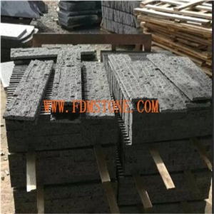 China Black Lava Stone Natural Split Culture Stone,Wall Cladding,Stack Stone