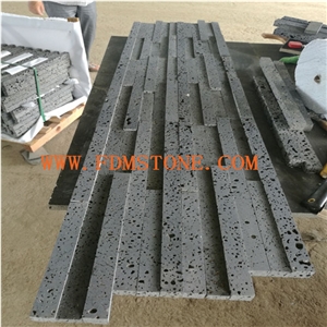 Honed Black Basalt Wall Cladding Stacked Stone