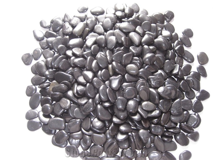 Black Polished Different Sizes Polished Pebble River Stone for Decoration in Landscaping ,Garden , Walkway