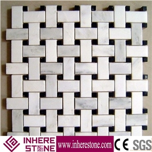 Bianco Carrara Mosaic Tiles, Carrara White Mosaic Pattern, White Carrera Marble Wall Mosaic