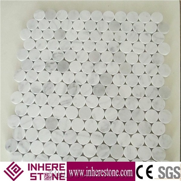 Bianco Venato Marble Mosaic Tiles, Carrara White Mosaic, Bianco Gioia Polished Mosaic