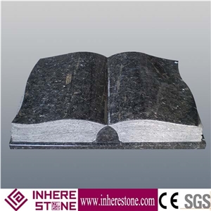 Black Tombstone Design Book Shape Style, Granite Headstones for Grave, Western Style Gravestone, Monument Design