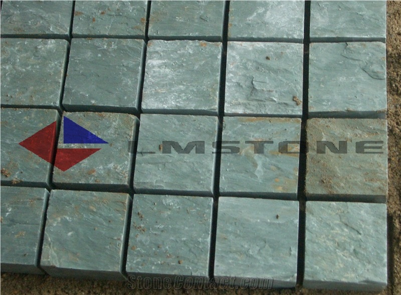 Green Slate Cube and Pavers