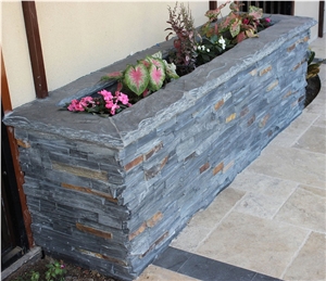 China Black Slate Stacked Stone Shaped Outdoor Planters / Landscaping Flower Box
