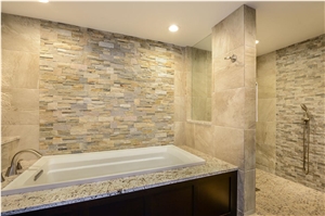 China Rust Yellow Slate Cultured Stone /Stacked Stone Wall Panel / Ledge Stone Bathroom Wall Cladding