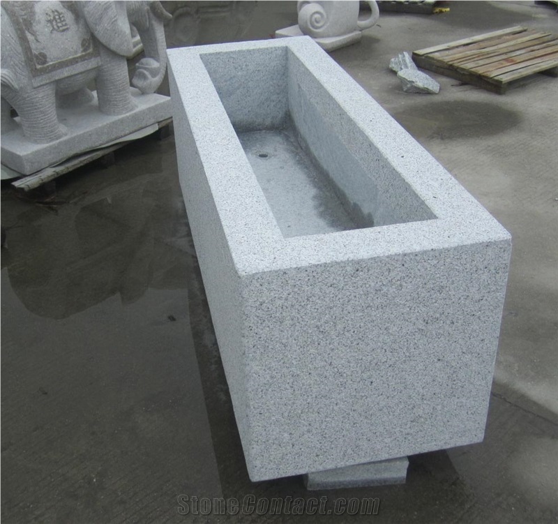 G603 China White Granite Square Shaped Landscaping Flower Pot/ Planters Exterior Stone