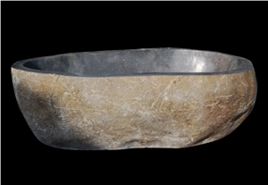 Rustic Yellow River Stone Bathtub Natural Surface Bath Tubs