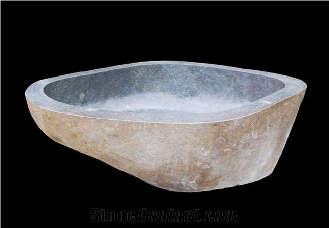Rustic Yellow River Stone Bathtub Natural Surface Bath Tubs