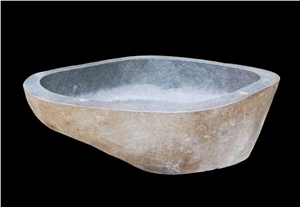 Rustic Yellow River Stone Bathtub Natural Surface Bath Tubs