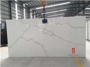 Artificial Calacatta White Marble Look Quartz Stone Slab Price