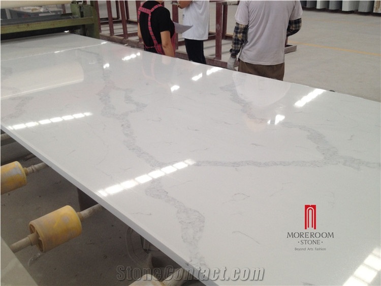 Artificial Calacatta White Marble Look Quartz Stone Slab Price
