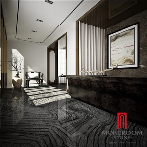Discontinued Ancient Wood Vein Black Marble Look Ceramic Tile for Flooring Design