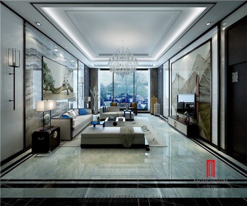 Foshan Factory Blue Crystal Onyx Polished Porcelain Tiles Price