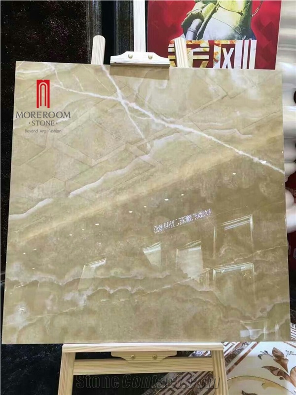 High Glossy Glazed Golden Ceramic Tile for Flooring Look Like Onyx Tile
