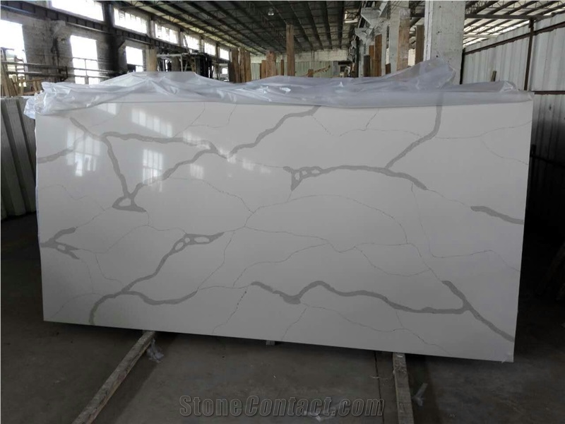 China Calacatta White Quartz Stone Slab Good Quality