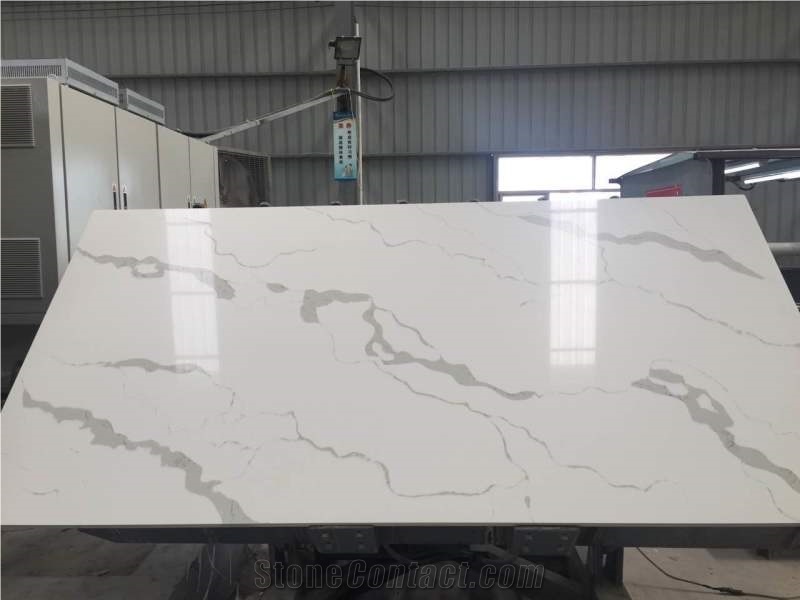 China Calacatta White Quartz Stone Slab Good Quality