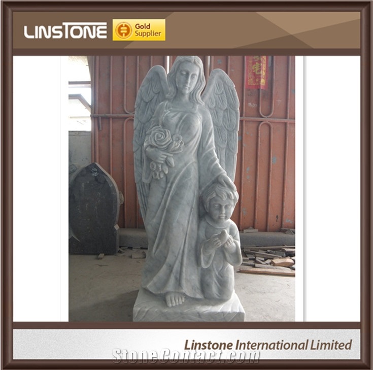 3d Carved Figure Angel with Big Wings Little Angel Sculpture for Sale