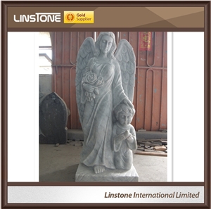 3d Carved Figure Angel with Big Wings Little Angel Sculpture for Sale
